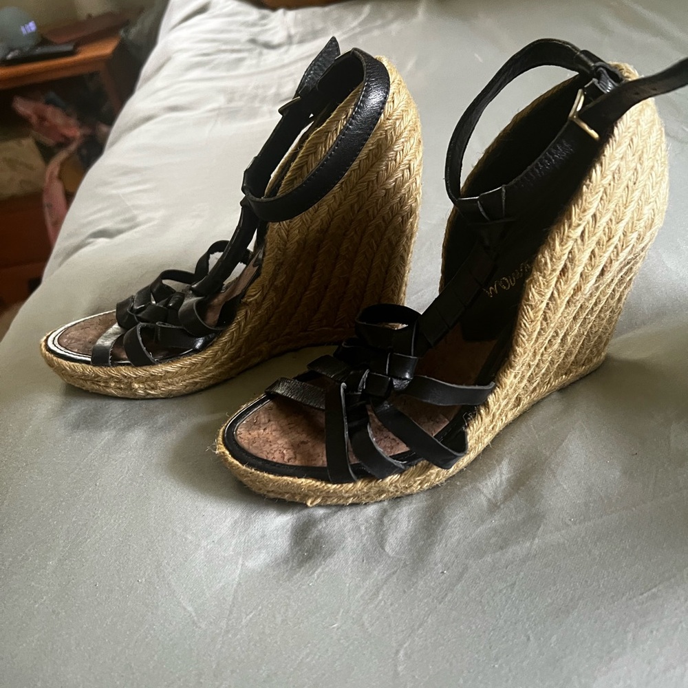 Sam Edelman Black Wedge Sandals